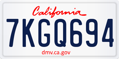 CA license plate 7KGQ694