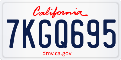 CA license plate 7KGQ695