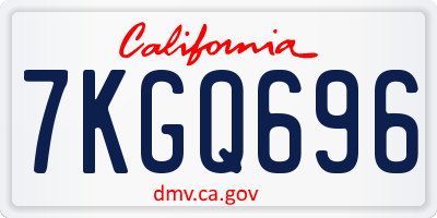 CA license plate 7KGQ696