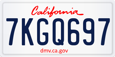 CA license plate 7KGQ697