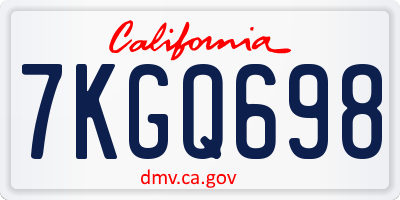 CA license plate 7KGQ698