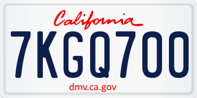 CA license plate 7KGQ700