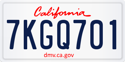 CA license plate 7KGQ701