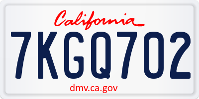 CA license plate 7KGQ702
