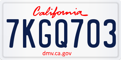 CA license plate 7KGQ703