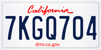 CA license plate 7KGQ704