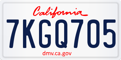 CA license plate 7KGQ705