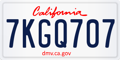 CA license plate 7KGQ707