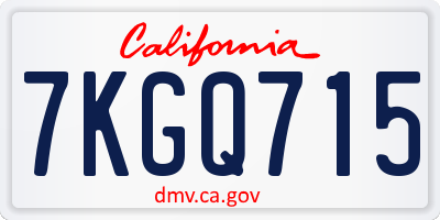 CA license plate 7KGQ715