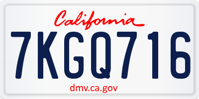 CA license plate 7KGQ716