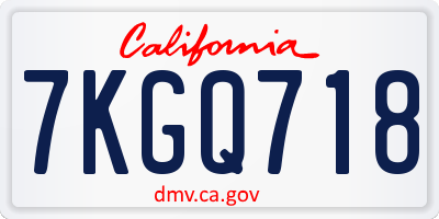 CA license plate 7KGQ718