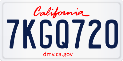 CA license plate 7KGQ720