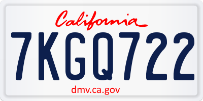 CA license plate 7KGQ722