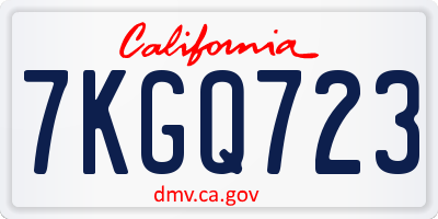CA license plate 7KGQ723