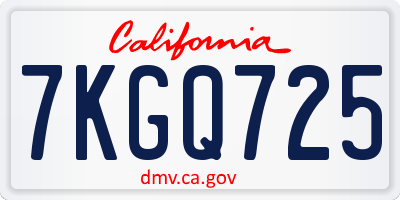 CA license plate 7KGQ725