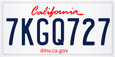CA license plate 7KGQ727