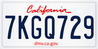 CA license plate 7KGQ729