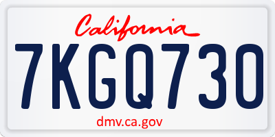CA license plate 7KGQ730