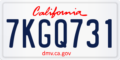 CA license plate 7KGQ731