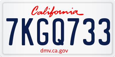 CA license plate 7KGQ733