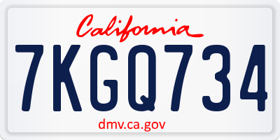 CA license plate 7KGQ734
