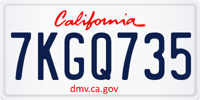 CA license plate 7KGQ735