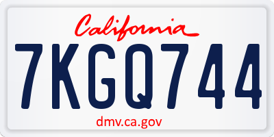 CA license plate 7KGQ744