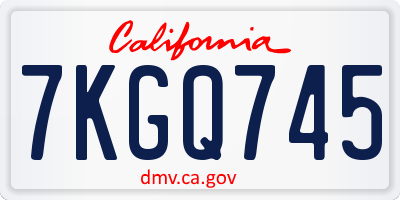 CA license plate 7KGQ745