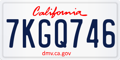 CA license plate 7KGQ746