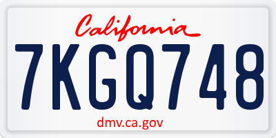 CA license plate 7KGQ748