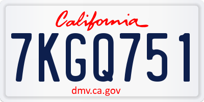 CA license plate 7KGQ751