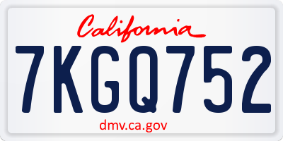 CA license plate 7KGQ752