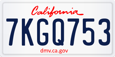 CA license plate 7KGQ753