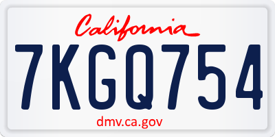 CA license plate 7KGQ754