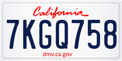 CA license plate 7KGQ758