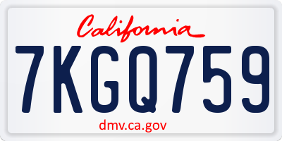 CA license plate 7KGQ759