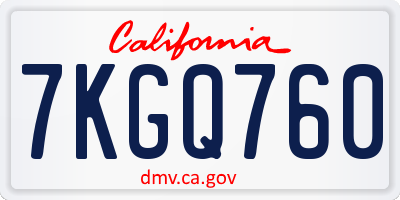 CA license plate 7KGQ760