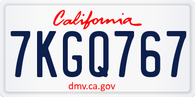 CA license plate 7KGQ767