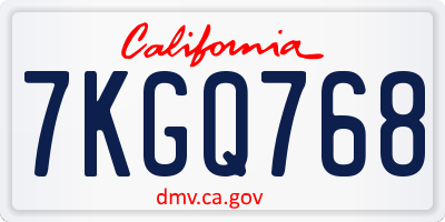 CA license plate 7KGQ768