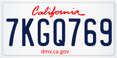 CA license plate 7KGQ769