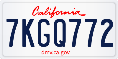 CA license plate 7KGQ772