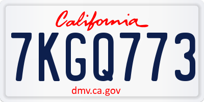CA license plate 7KGQ773