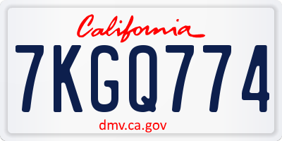CA license plate 7KGQ774