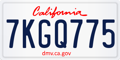 CA license plate 7KGQ775