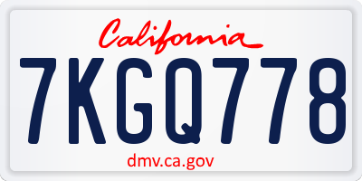 CA license plate 7KGQ778