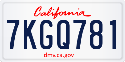 CA license plate 7KGQ781