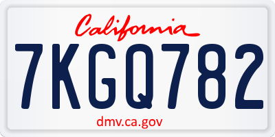 CA license plate 7KGQ782