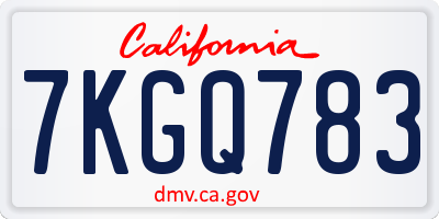 CA license plate 7KGQ783