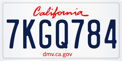 CA license plate 7KGQ784