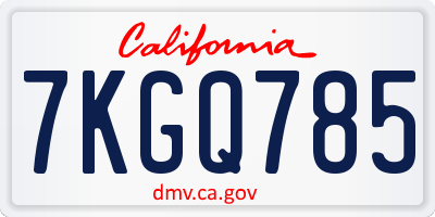 CA license plate 7KGQ785